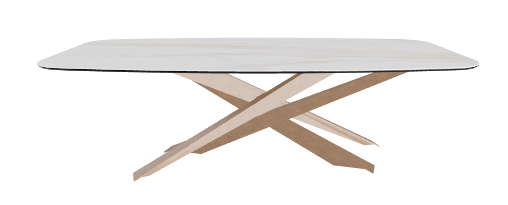 240x120x74.5h Barrel Shaped_Matt Golden Calacatta_Brushed Bronze