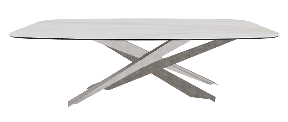 240x120x74.5h Barrel Shaped_Matt Golden Calacatta_Brushed Grey