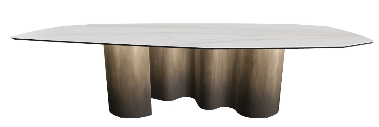 300x130x74h Polygon Shaped_Matt Golden Calacatta_Oxy Brass