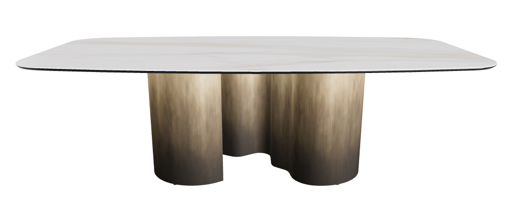 240x120x74h Barrel Shaped_Matt Golden Calacatta_Oxy Brass