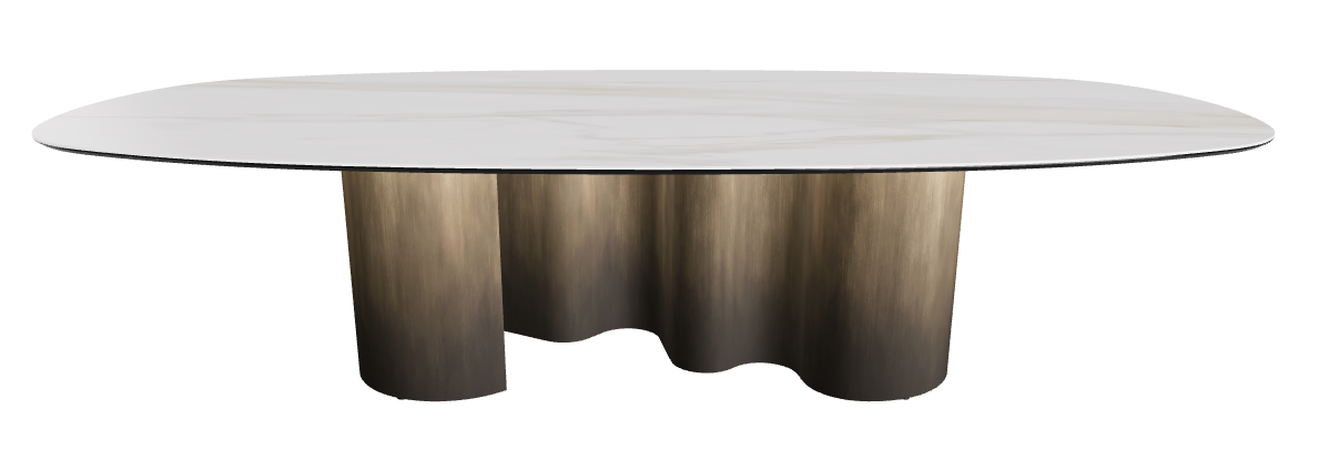 300x150x74h Biscuit Shaped_Matt Golden Calacatta_Oxy Brass