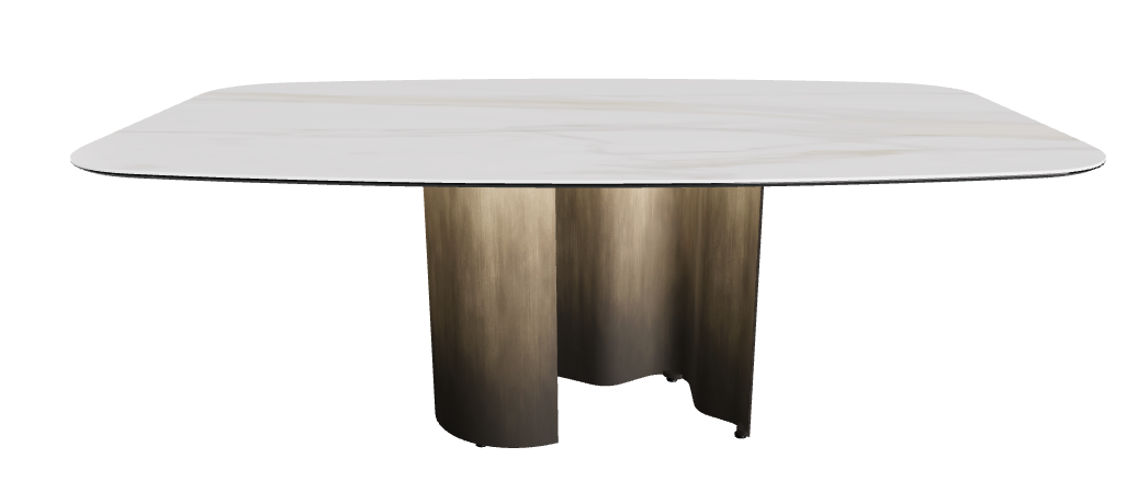 200x120x74h Barrel Shaped_Matt Golden Calacatta_Oxy Brass