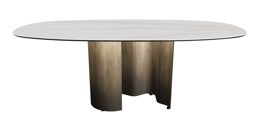 200x100x74h Bisuit Shaped_Matt Golden Calacatta_Oxy Brass