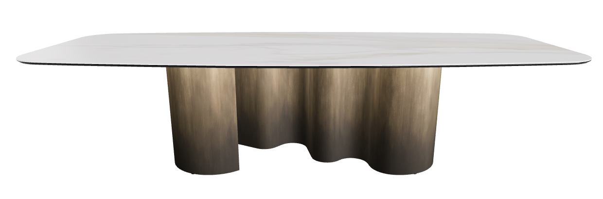 300x120x74h Barrel Shaped_Matt Golden Calacatta_Oxy Brass