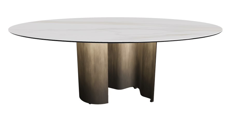 200x120x74h Oval Shaped_Matt Golden Calacatta_Oxy Brass