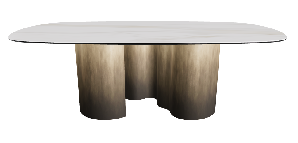 220x120x74h Biscuit Shaped_Matt Golden Calacatta_Oxy Brass