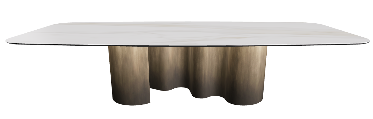 320x138x74h Barrel Shaped_Matt Golden Calacatta_Oxy Brass