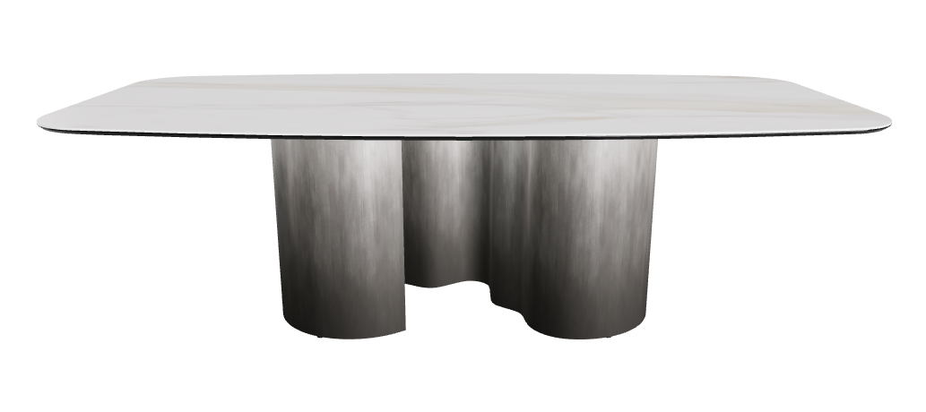 240x120x74h Barrel Shaped_Matt Golden Calacatta_Oxy Grey