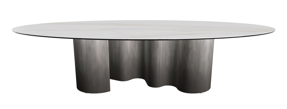 300x150x74h Oval Shaped_Matt Golden Calacatta_Oxy Grey