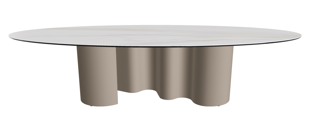 300x150x74h Oval Shaped_Matt Golden Calacatta_Titanium Embossed