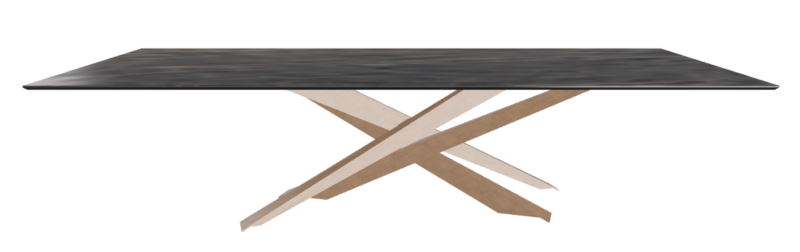 300x120x74.5h Rectangle Shaped_Matt Portoro_Brushed Bronze