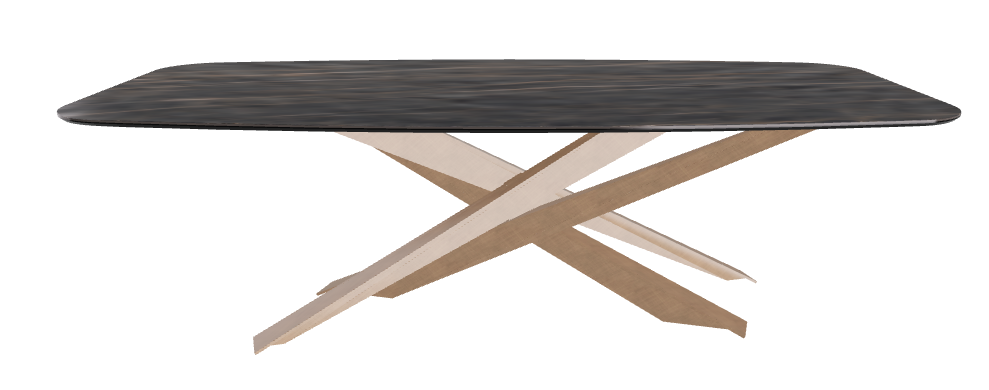 240x120x74.5h Barrel Shaped_Matt Portoro_Brushed Bronze