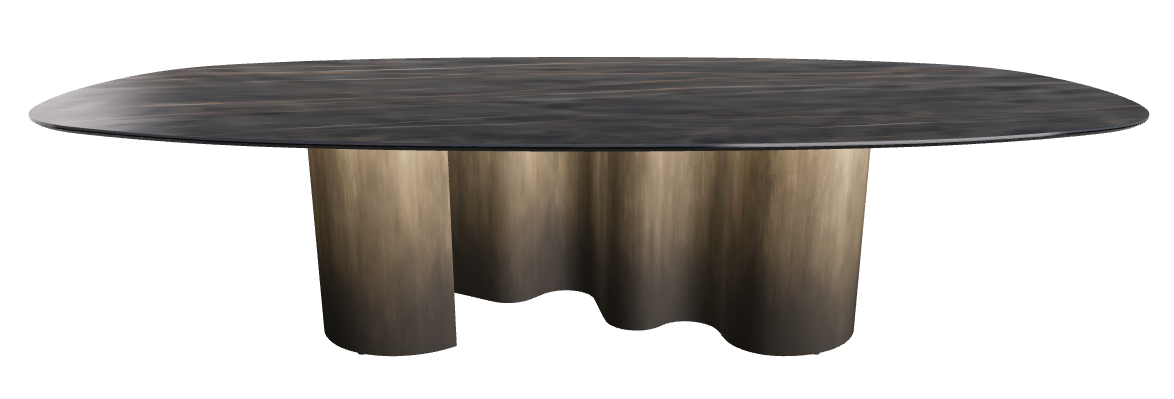 300x150x74h Biscuit Shaped_Matt Portoro_Oxy Brass