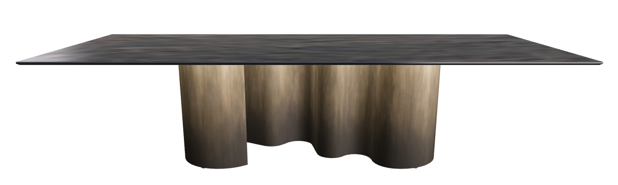 300x120x74h Rectangle Shaped_Matt Portoro_Oxy Brass