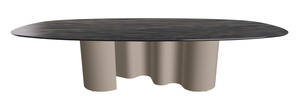 300x150x74h Biscuit Shaped_Matt Portoro_Titanium Embossed