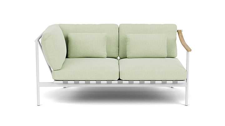 Barlow Tyrie Around Deep Seating Double Lounge Sofa with Aluminium Left Arm and Teak Right Arm