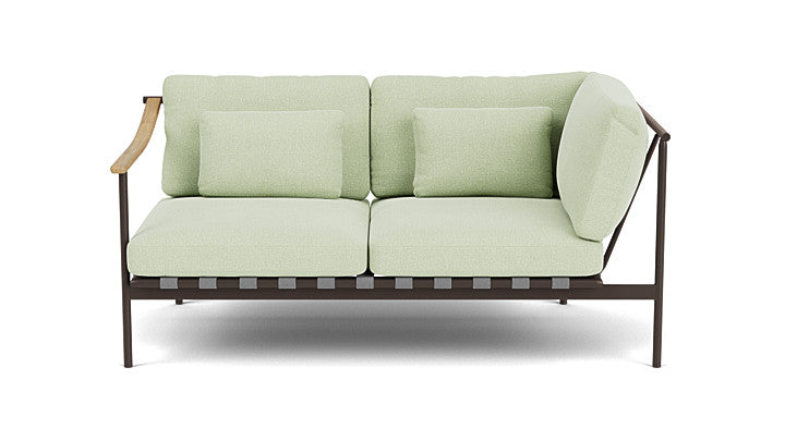 Barlow Tyrie Around Deep Seating Double Lounge Sofa with Teak Left Arm and Aluminium Right Arm