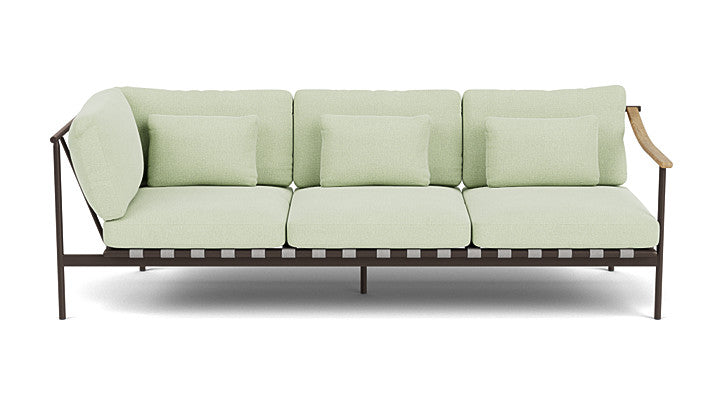 Barlow Tyrie Around Deep Seating Triple Lounge Sofa with Aluminium Left Arm and Teak Right Arm