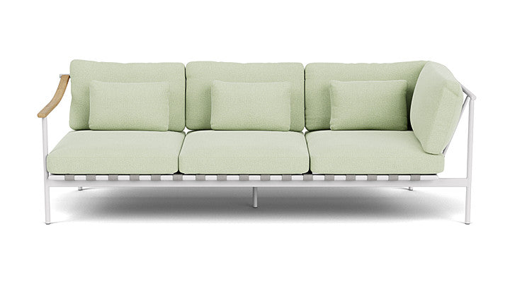 Barlow Tyrie Around Deep Seating Triple Lounge Sofa with Teak Left Arm and Aluminium Right Arm