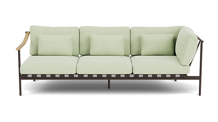 Barlow Tyrie Around Deep Seating Triple Lounge Sofa with Teak Left Arm and Aluminium Right Arm