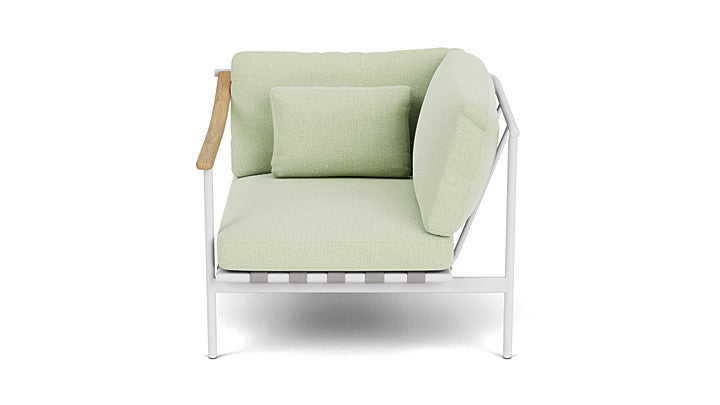 Barlow Tyrie Around Deep Seating Single Lounge Chair with Teak Left Arm and Aluminium Right Arm