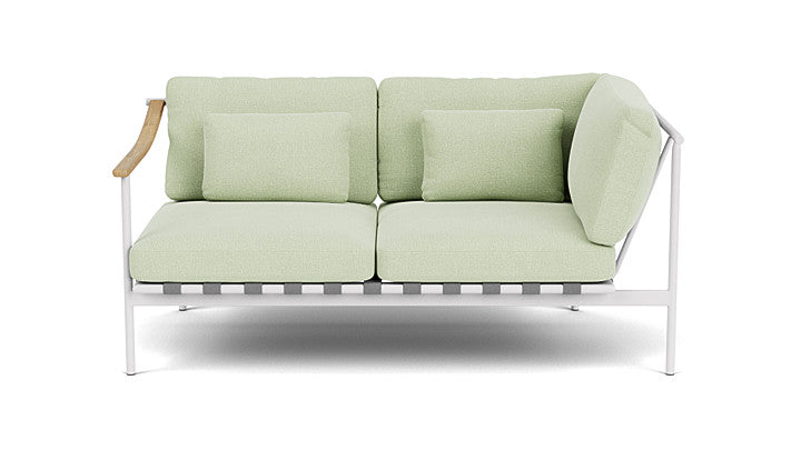 Barlow Tyrie Around Deep Seating Double Lounge Sofa with Teak Left Arm and Aluminium Right Arm