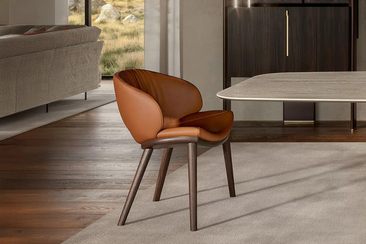 Cattelan Italia Miranda Wood Dining Chair – Soft Leather & Glove Soft Leather
