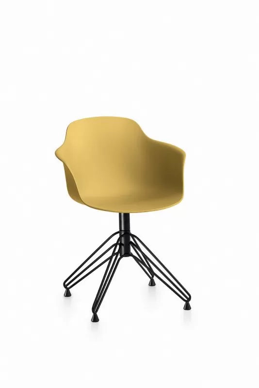 Mood Swivel chair with arms and with lacquered metal frame