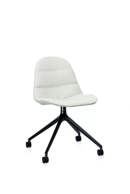 Bontempi Mood Swivel Centered Legged Castor Upholstered Chair with Aluminum Frame