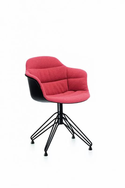 Bontempi Mood Swivel 4-Legged Upholstered Chair with Metal Frame & Arms