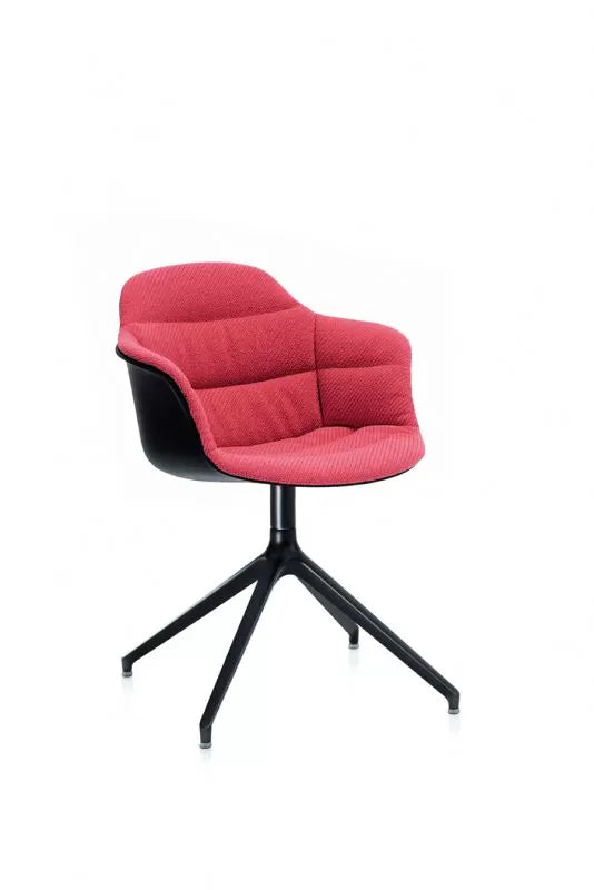 Bontempi Mood Swivel Centered Legged Upholstered Chair with Aluminum Frame & Arms