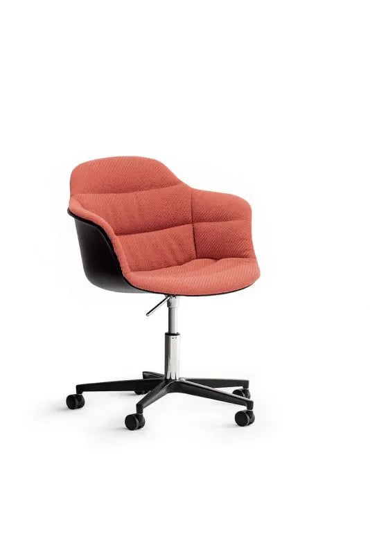 Bontempi Mood Swivel Die-Cast Upholstered Castor Chair with Aluminum Frame & Arms