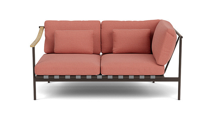 Barlow Tyrie Around Deep Seating Double Lounge Sofa with Teak Left Arm and Aluminium Right Arm