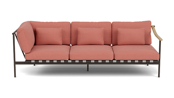 Barlow Tyrie Around Deep Seating Triple Lounge Sofa with Aluminium Left Arm and Teak Right Arm