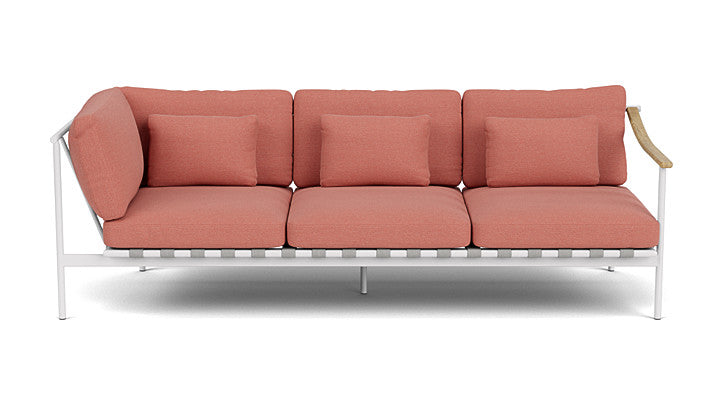 Barlow Tyrie Around Deep Seating Triple Lounge Sofa with Aluminium Left Arm and Teak Right Arm