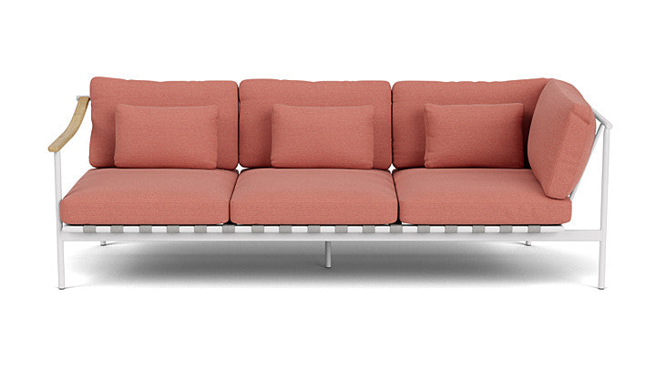 Barlow Tyrie Around Deep Seating Triple Lounge Sofa with Teak Left Arm and Aluminium Right Arm