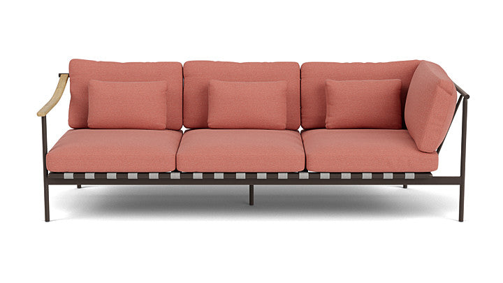 Barlow Tyrie Around Deep Seating Triple Lounge Sofa with Teak Left Arm and Aluminium Right Arm