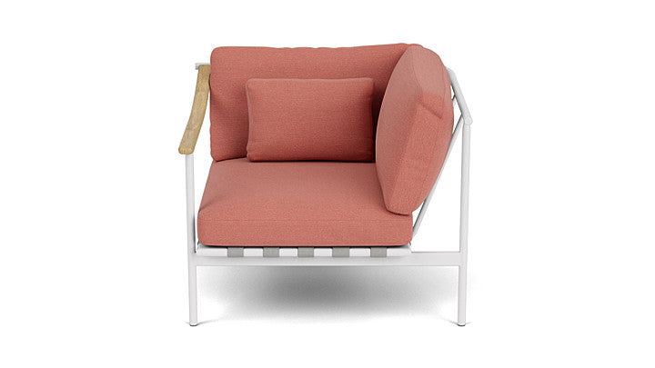 Barlow Tyrie Around Deep Seating Single Lounge Chair with Teak Left Arm and Aluminium Right Arm