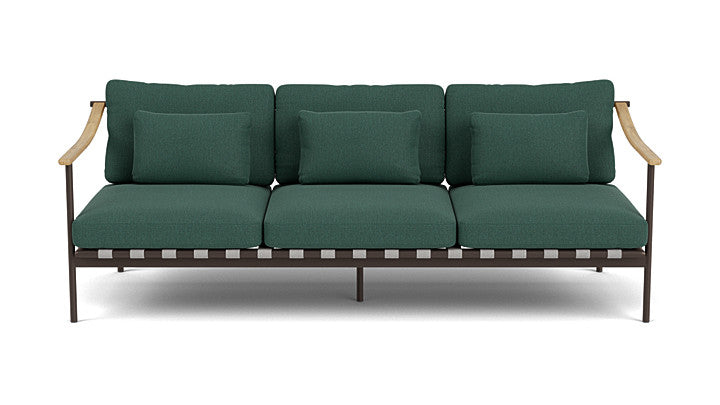 Barlow Tyrie Around Deep Seating Triple Lounge Sofa with Teak Arms