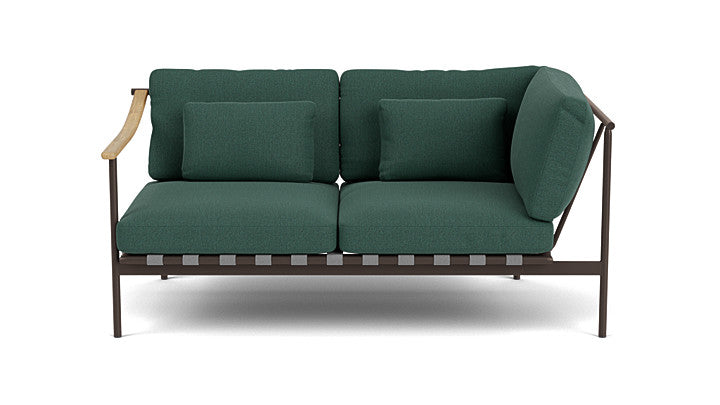 Barlow Tyrie Around Deep Seating Double Lounge Sofa with Teak Left Arm and Aluminium Right Arm