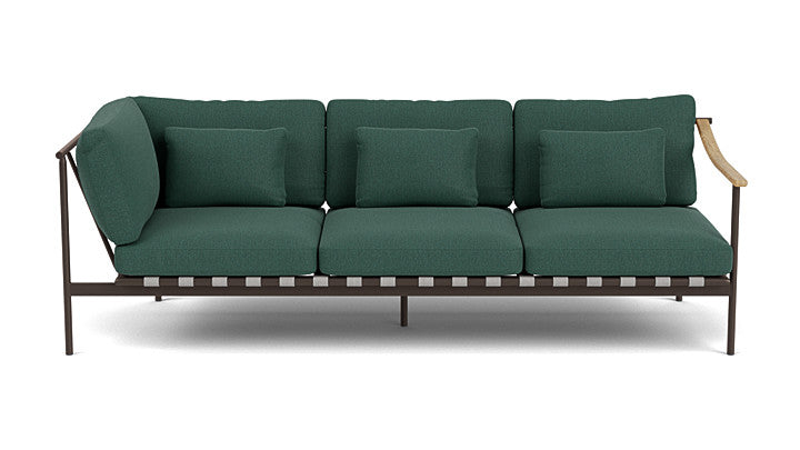 Barlow Tyrie Around Deep Seating Triple Lounge Sofa with Aluminium Left Arm and Teak Right Arm