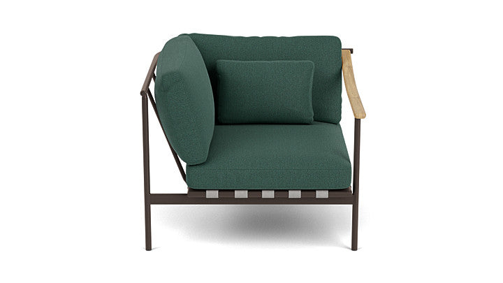 Barlow Tyrie Around Deep Seating Single Lounge Chair with Aluminium Left Arm and Teak Right Arm