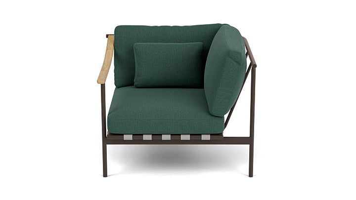 Barlow Tyrie Around Deep Seating Single Lounge Chair with Teak Left Arm and Aluminium Right Arm