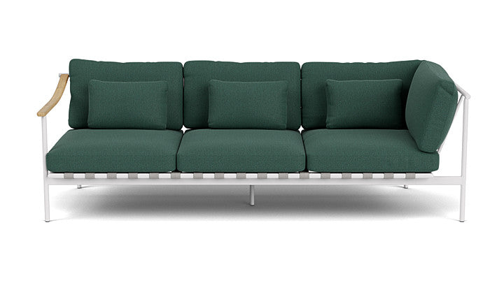 Barlow Tyrie Around Deep Seating Triple Lounge Sofa with Teak Left Arm and Aluminium Right Arm