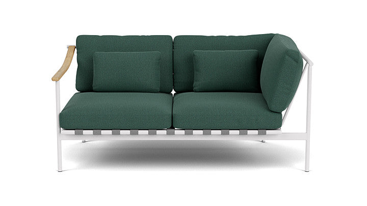 Barlow Tyrie Around Deep Seating Double Lounge Sofa with Teak Left Arm and Aluminium Right Arm