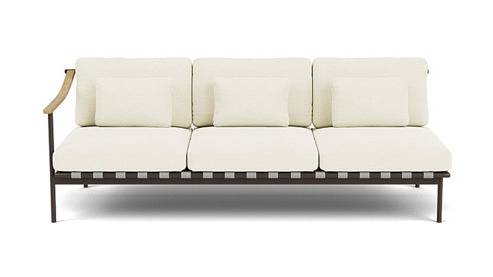 Barlow Tyrie Around Deep Seating Triple Lounge Sofa with Teak Left Arm