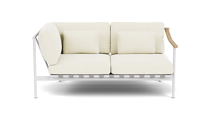 Barlow Tyrie Around Deep Seating Double Lounge Sofa with Aluminium Left Arm and Teak Right Arm