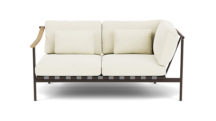 Barlow Tyrie Around Deep Seating Double Lounge Sofa with Teak Left Arm and Aluminium Right Arm