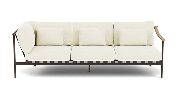 Barlow Tyrie Around Deep Seating Triple Lounge Sofa with Aluminium Left Arm and Teak Right Arm