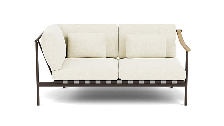 Barlow Tyrie Around Deep Seating Double Lounge Sofa with Aluminium Left Arm and Teak Right Arm